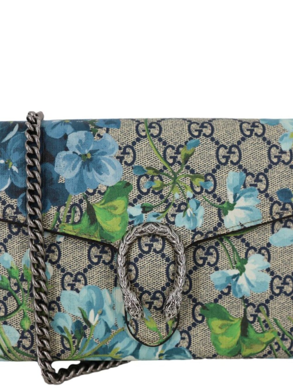 Gucci  Dionysus Blooms GG Supreme Crossbody Chain Wallet Blue 401231